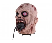 Tête zombie avec rat lumineuse sonore et motorisée 25cm