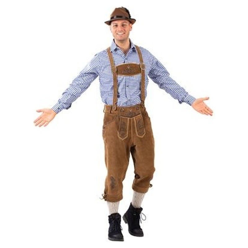 Pantalon à bretelles de tyrolien en cuir luxe taille M/L