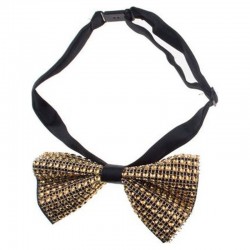 Noeud papillon à paillettes et strass or luxe