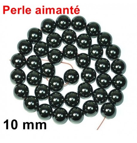 Perle Aimantée Hématite Noir 10 mm