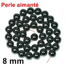 Perle Aimantée Hématite Noir 8 mm