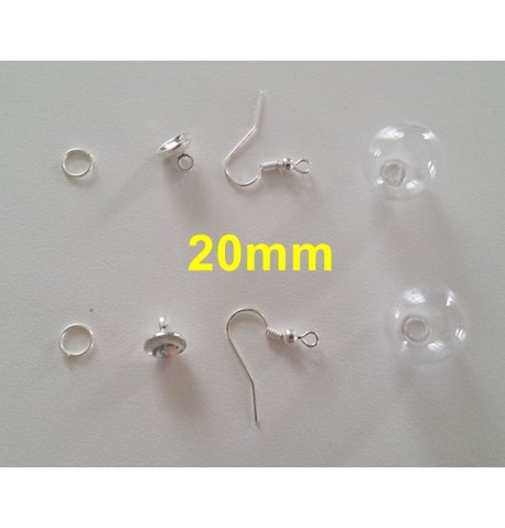 Boucles d'oreilles bulle en verre 20mm à remplir
