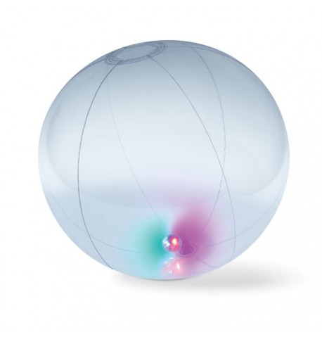 Ballon de plage gonflable de couleur bleue et transparente
