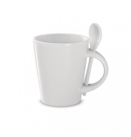 Tasse en grès émaillé avec cuillère assortie 