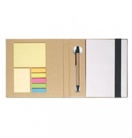 Set de papeterie avec une bande élastique colorée et stylo assorti