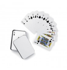 Cartes à jouer dans une boite en fer blanc 