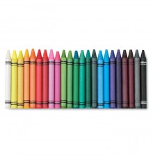 30 crayons de couleur en cire dans une boite en carton 