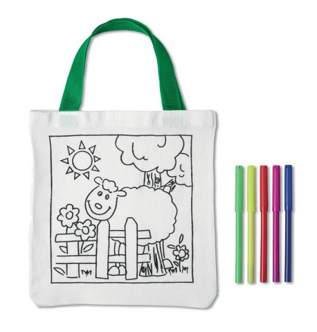 Sac pour enfant personnalisable à colorier avec 5 feutres 