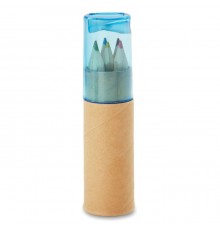 6 crayons de couleur en tube et taille-crayon avec couvercle transparent