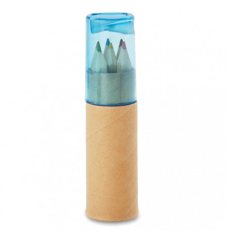 6 crayons de couleur en tube et taille-crayon avec couvercle transparent