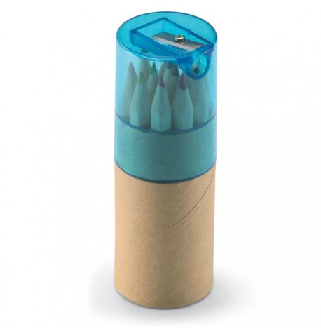 12 crayons de couleur dans un tube à couvercle transparent 