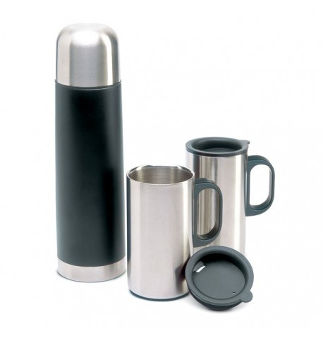 Bouteille isolante noir avec 2 mugs 
