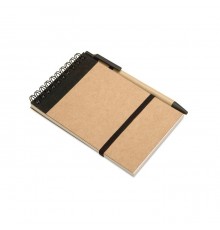 Bloc-notes avec couverture en carton recyclable avec stylo assorti 