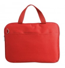 Sac en polyester avec sangles de poignées de couleur rouge et grise 