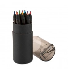 Lot de 12 Crayons de Couleurs en Bois Noirs