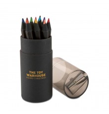 Lot de 12 Crayons de Couleurs en Bois Noirs