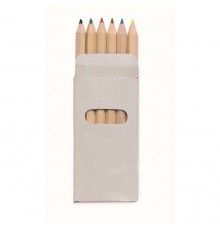 Lot de 6 Crayons de Couleur en Bois