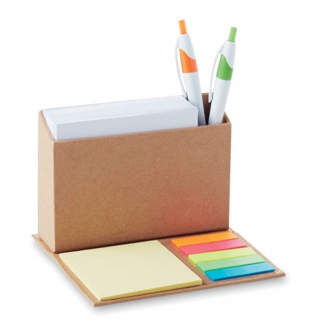Porte bloc-notes pliable en carton avec des équipements colorés 