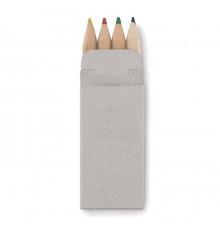 4 mini crayons de couleur dans une boit en carton 