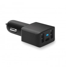 Chargeur de voiture USB en ABS avec 2 hubs et port de type C.