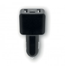 Chargeur de voiture USB en ABS avec 2 hubs et port de type C.