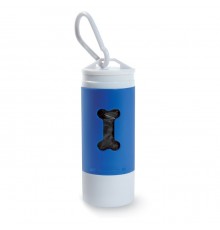 Torche LED en ABS avec distributeur de sacs à déchets de couleur bleue et blanche 