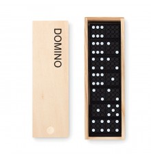 Dominos de couleur noir dans une boite en bois 