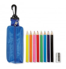 8 crayons de couleur avec taille-crayon dans une pochette en polyester 420D 